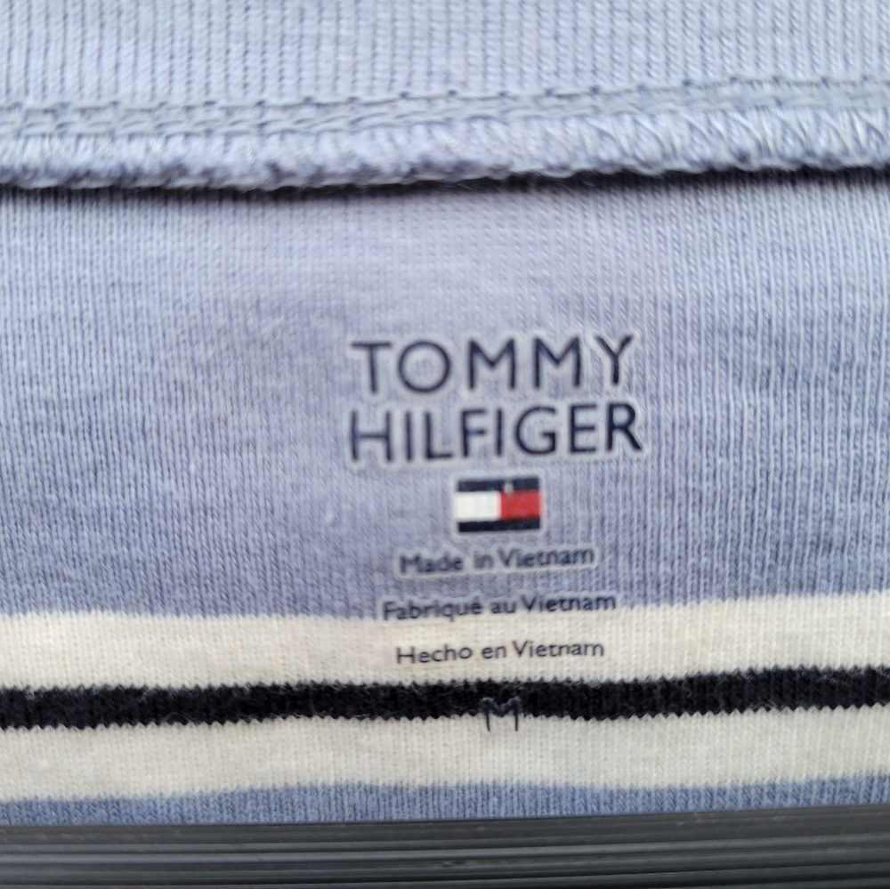 Tommy Hilfiger Ladies Blue Striped Cotton Tshirt Size Medium - Picture 2 of 6